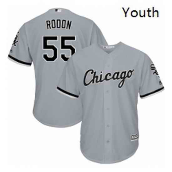 Youth Majestic Chicago White Sox 55 Carlos Rodon Replica Grey Road Cool Base MLB Jersey